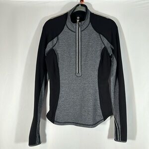 Lululemon Run: U-Turn Pullover Black & Grey Reversible Long Sleeve Sweater